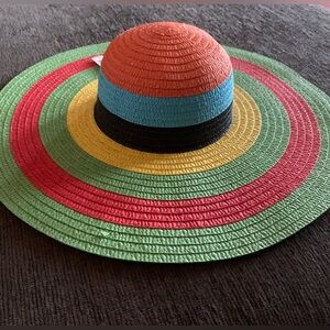 ODiva Multicolor Stripe Straw Sun Hat
